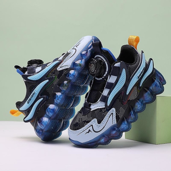 Sneakers för barn Löparskor med vridknapp Mode Pojkar Flickor Sportskor 2L1215 Blue 29