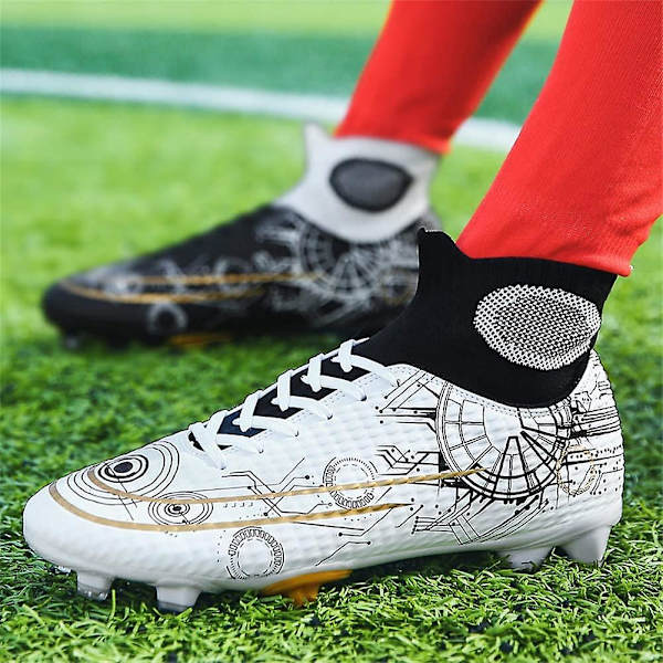 Tvåfärgade fotbollsskor för män Fotbollsskor Spikes Skor Fotbollsskor med hög topp 45