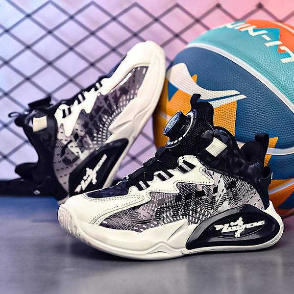 Basketskor för barn Mode Halkfria sneakers Andas Pojkar Flickor Sportskor 2902 BlackWhite 34