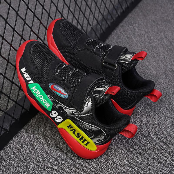 Sneakers för barn Andas löparskor Mode Sportskor L888 BlackRed 30
