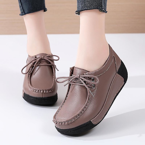 Damskor för casual Loaferskor Mammaskor 3A691 Brown 41