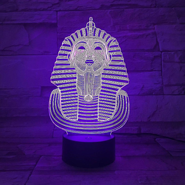 Egyptisk Man Farao 3d Led Nattljus Sovrum Bordslampa Färg ändras