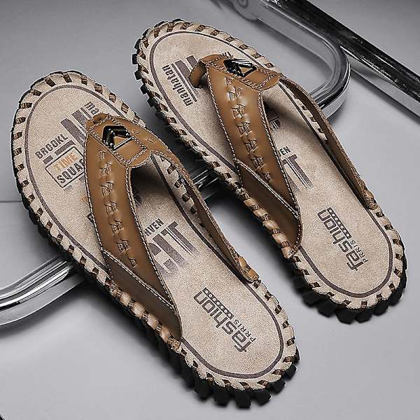 Herrtofflor Halkfria sandaler Mode Strandskor för kvinnor 7285 LightBrown 47