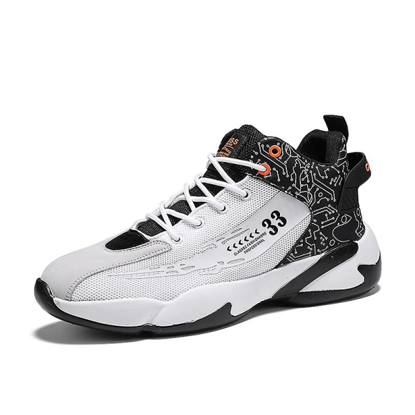 Basketskor för män Mode Halkfria sneakers Andas Pojkar Flickor Sportskor 266 WhiteBlack 44