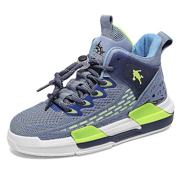 Barn Basketskor Andas Sneakers Pojkar Flickor Sportskor Yjf35 Blue 34
