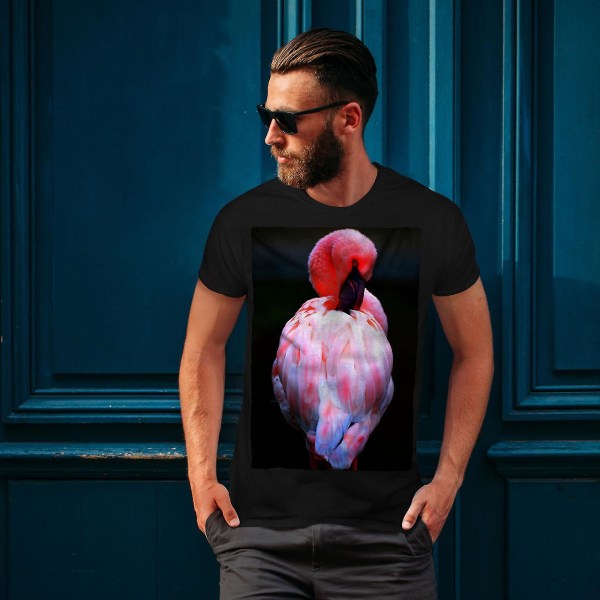 Rosa Flamingofjäder T-shirt för män 3XL