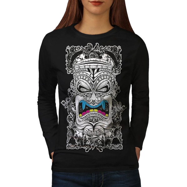 Totem Spirit Evil Fashion Women Blacklong Sleeve T-shirt | Wellcoda XXL