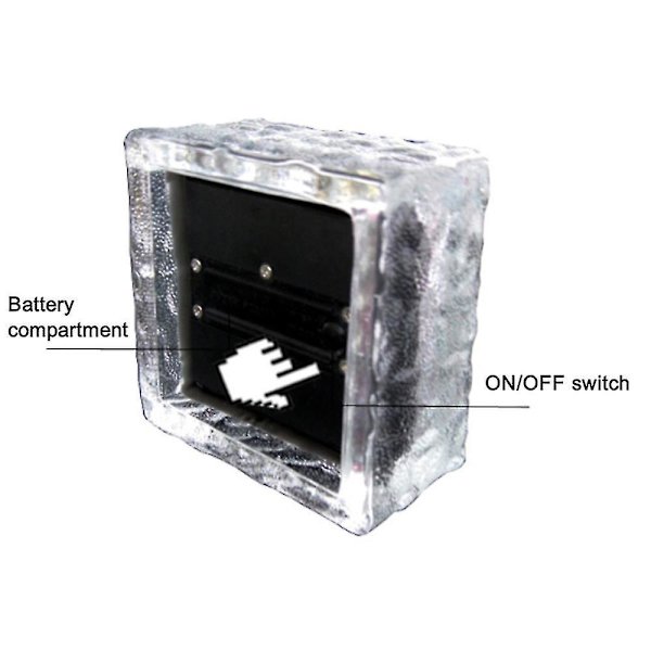 Utomhus Solar Light Kristallglas Ice Brick Warm, Solar Brick Landskap Path Led Light