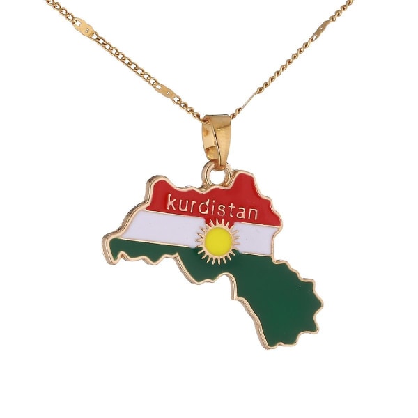 Kurdistan Region Karta Hänge Halsband Kurdiskt Guld Färg Koerdistan Kvinnor Män Smycken