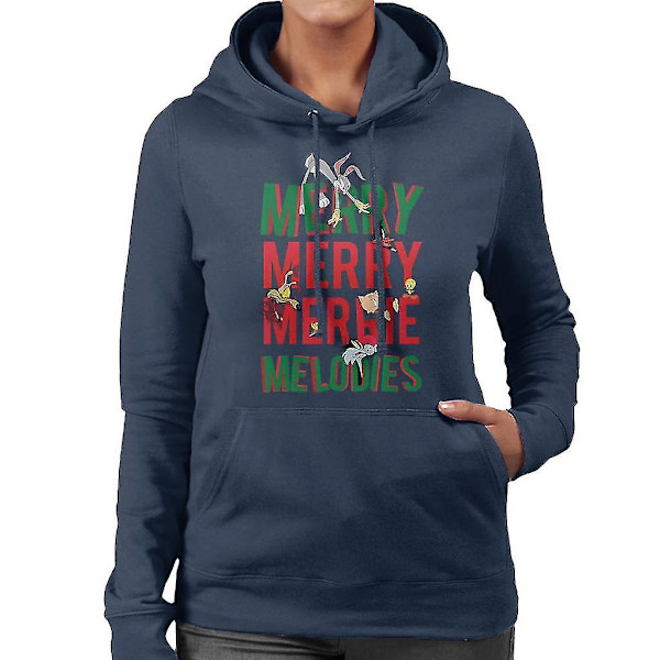 Looney Tunes Christmas Bugs Bunny Merry Melodies Huvtröja för kvinnor