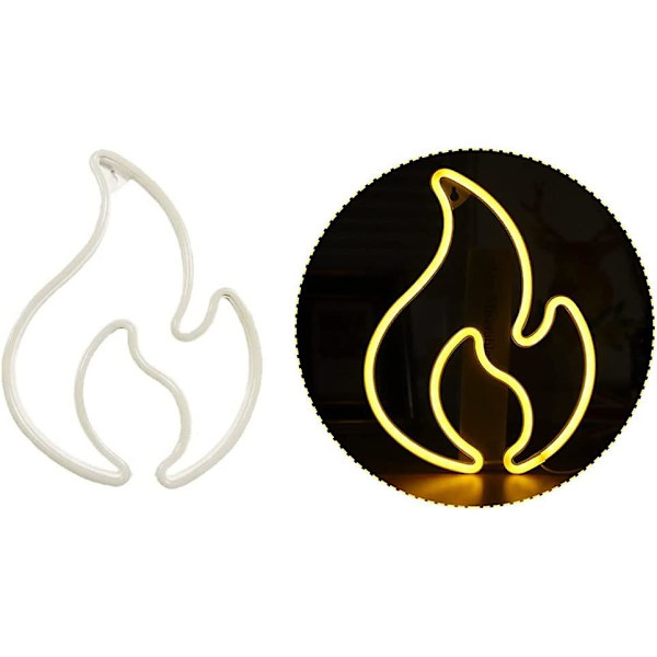 Flame Neonskylt, Röd och Gul Flame Neon med På/Av-brytare, Flame Led Light Sign
