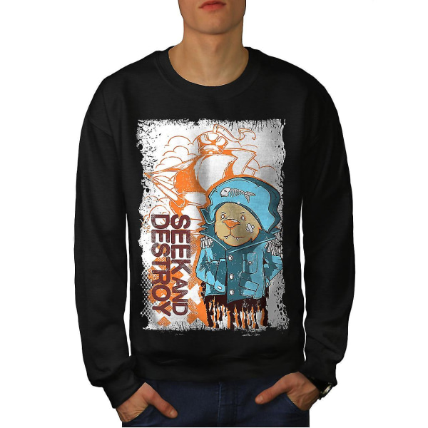 Seek Destroy Bear Men Blacksweatshirt | Wellcoda XXL