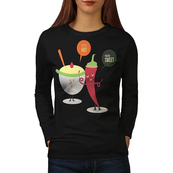 Hot Sweet Coffee Funy Women Blacklong Sleeve T-shirt | Wellcoda S
