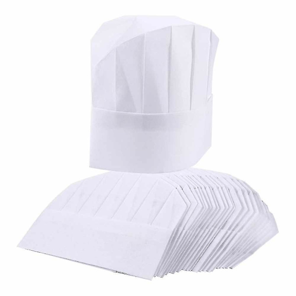 Chef Hattar 20-pack Vita engångs kock Toques 23cm