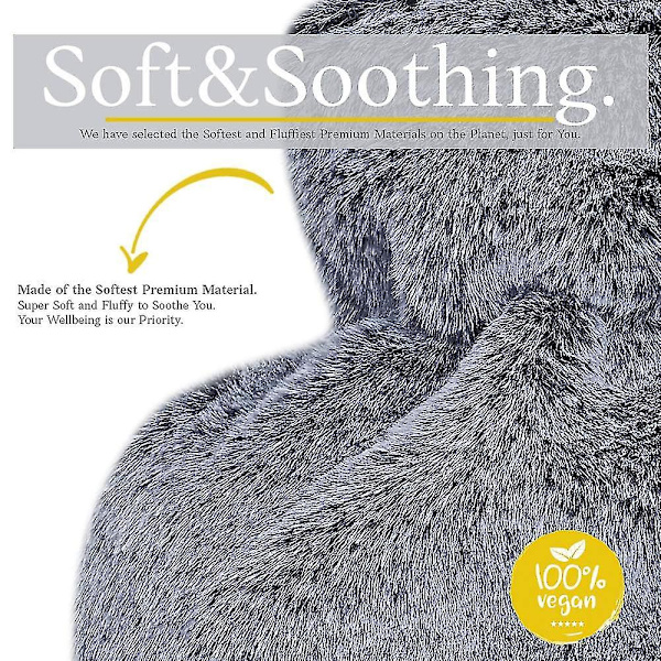 Varmvattenflaska med fluffigt cover Mjukt premium cover Varmvattenpåse för mysiga nätter Smärtlindring Bra present Navy grey