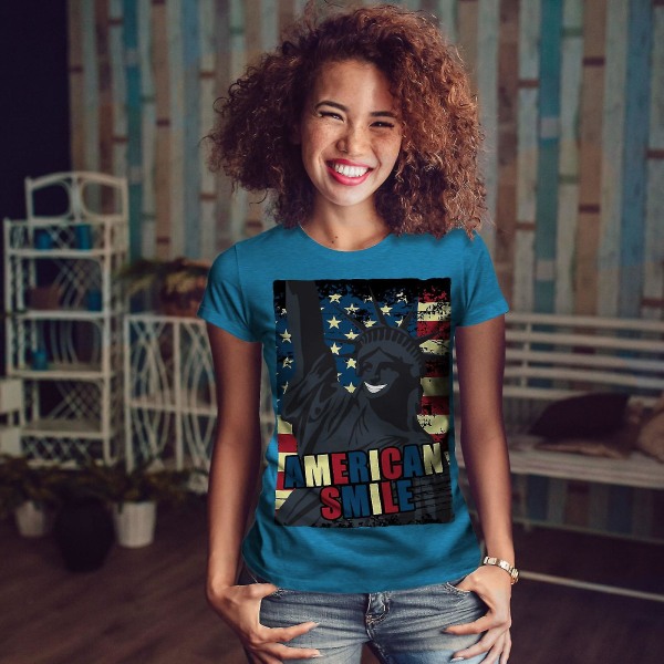 American Freedom Flag Kunglig T-shirt för kvinnor L