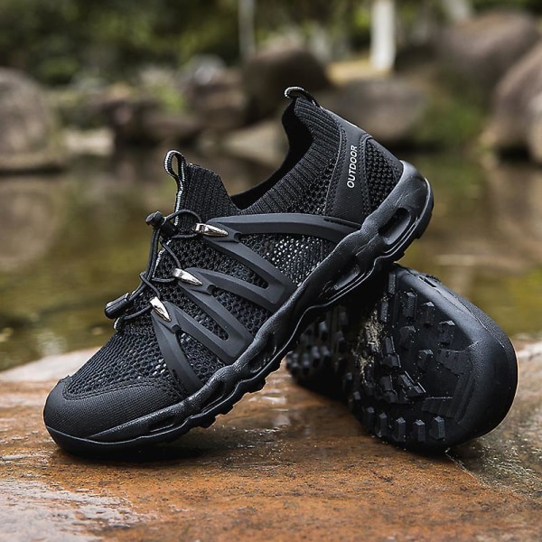 Vandringsskor för män Trailrunning Skor Halksäkra Fitness Walking Jogging Sneakers 3C2028 Black 40