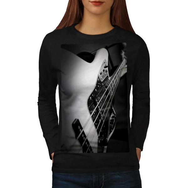 Basgitarr Jazz Svart Långärmad T-shirt för kvinnor 3XL