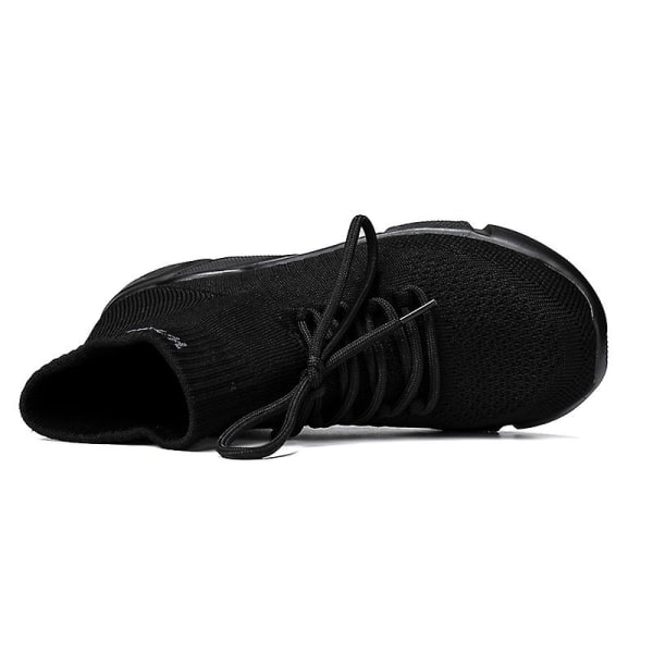 Sneakers för flugvävning för män Andas löparskor Mode sportskor 3A7025 Black 41