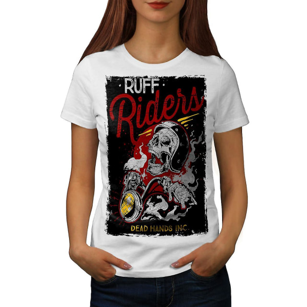 Ruff Riders Skull Biker Whitet-shirt för kvinnor L