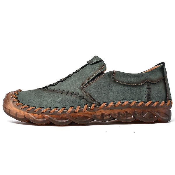 Casual för män Läder Loafers 3038 Green 42