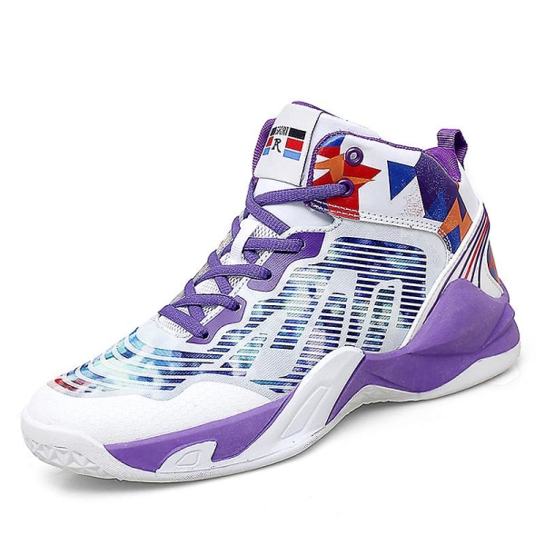 Basketskor för män Mode Dam Sneakers Andas Sportskor 3A1903 WhitePurple 43