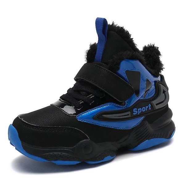 Barn Vintervarma Sneakers Flickor Pojkar Snow Outdoor löparskor 169 BlackBlue 32