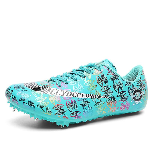 Friidrottsskor för män Spikes Track Race Hoppande Sneakers Professionella löpar Nail Spikes Skor 3Ct777 Cyan 39