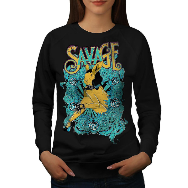 Savage Beast Rose Women Blacksweatshirt | Wellcoda L