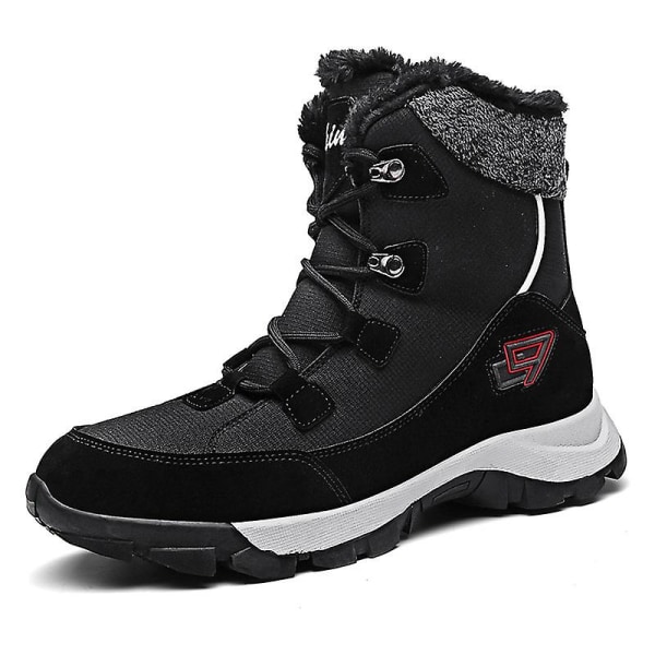 Herr Dam Vinterstövlar Snow Boot Plysch Varma Skor Vattentät Boot 1623 Black 45