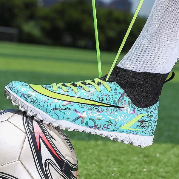 Fotbollsskor för män Halkfria fotbollsskor Klossar Gräs Fotbollssneakers Yjk66 Green 41
