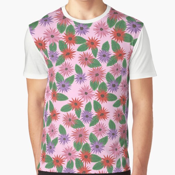 Blommönster med ljusrosa bakgrund Grafisk T-shirt White 2XL