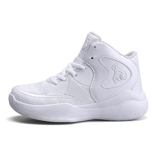 Barnbasketskor Mode Halkfria sneakers Sportskor som andas 2C008 White 38