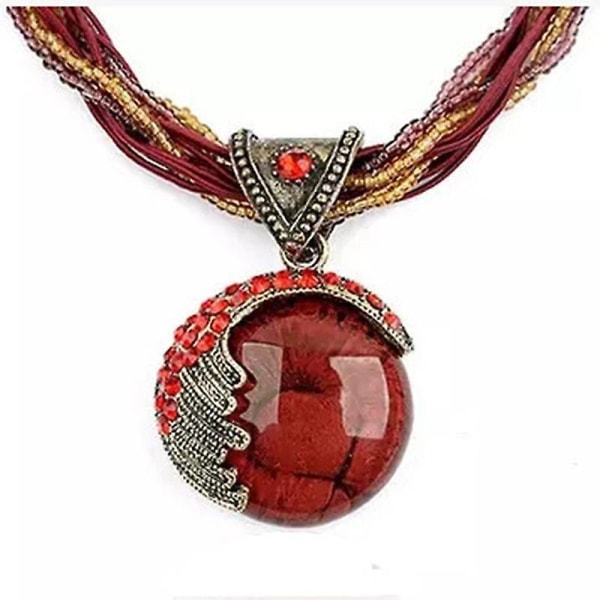 Kvinnors smycken Gem Crystal Multilayer Beads Chain Handgjorda Bohemia Style Retro halsband