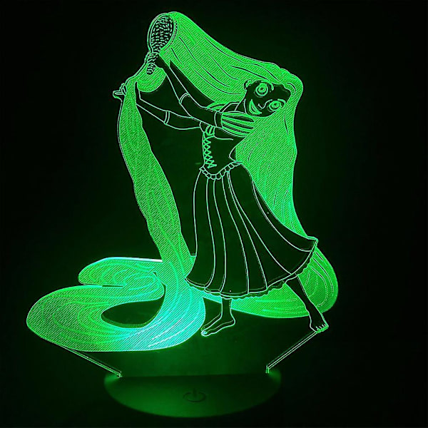 Rapunzel 3d Led Nattljus Sovrumsbordslampa Färgbyte