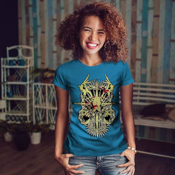 Cross Skull Döda djur Kvinnor Royal Bluet-shirt L