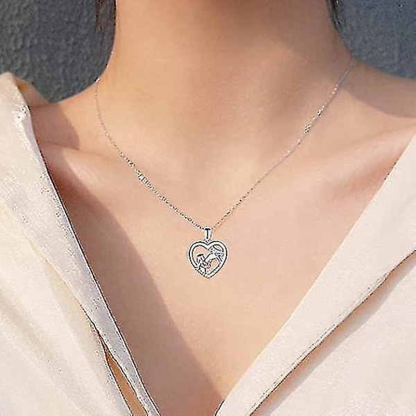 Tjej- och hästhalsband för tjejer Sterling silver Hästsmycken Hästpresenter för kvinnor 18"