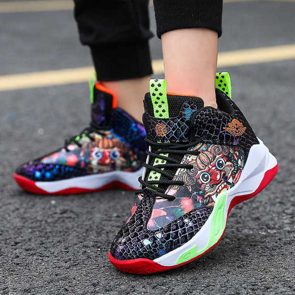 Sneakers för barn Andas Pojkar Flickor Löparskor Mode Sportskor 3Aa888 BlackGreen 38