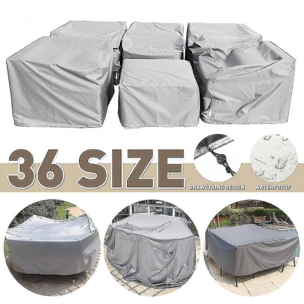 Grå 36 storlekar Utomhus Trädgårdsmöbler Covers Damm Cover Vattentät Cover Förvaring 320x220x70cm
