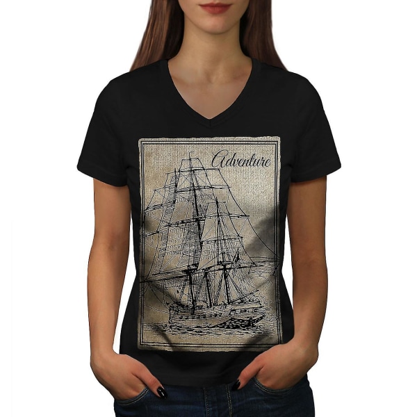 Gammal klassisk segelbåt dam T-shirt M