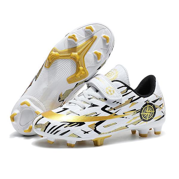 Barn Ungdom Gräs Fotbollsskor Skor Fotboll inomhus Fritidssport casual X1577A WhiteGold 39