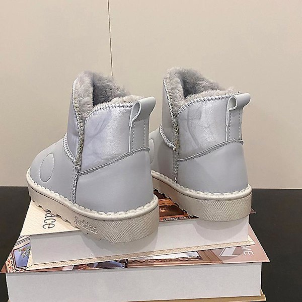 Pojkar Flickor Vintersnöboots Varma ankelstövlar Barn Anti-halk vinterskor H2109 Gray 32