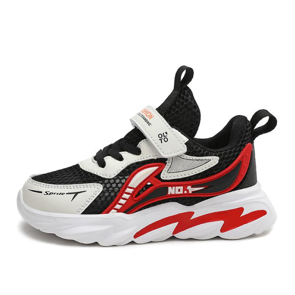 Sneakers för barn för pojkar, flickor, löpning tennisskor, lätt andas sport, atletisk 3B0813 BlackWhite 30