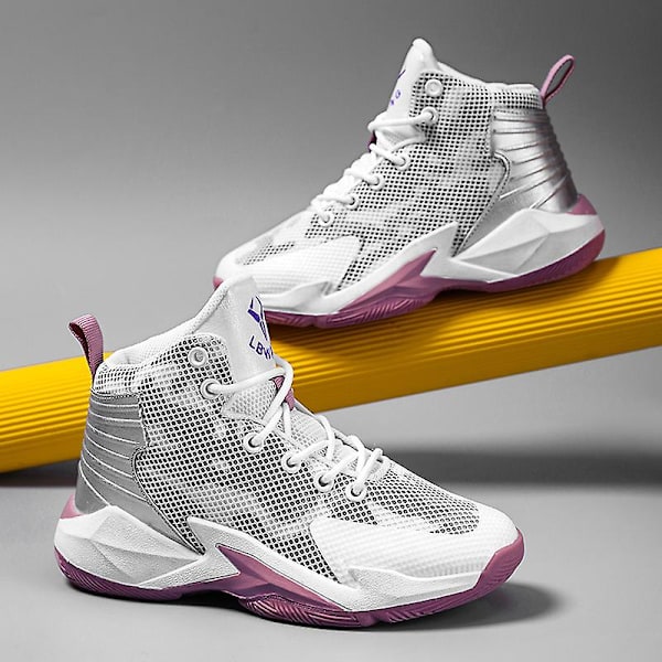 Basketskor för män Mode Halkfria Sneakers Andas Sportskor Yj001 White 41