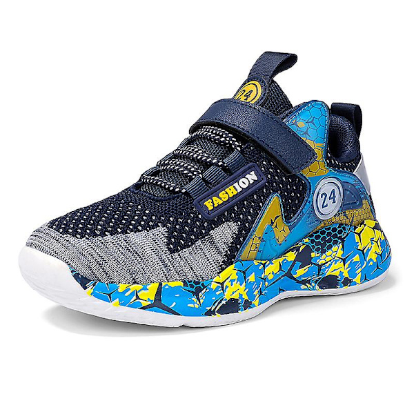 Basketskor för barn Mode Pojkar Flickor Sneakers Andas Sportskor 2202 Blue 34