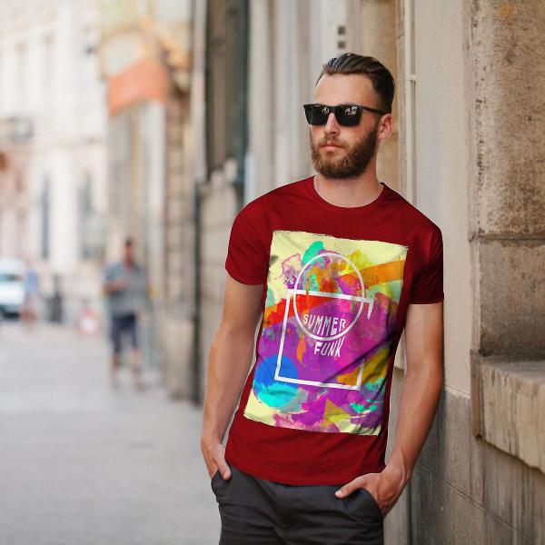 Summer Funk Suny Men Röd-skjorta | Wellcoda 3XL