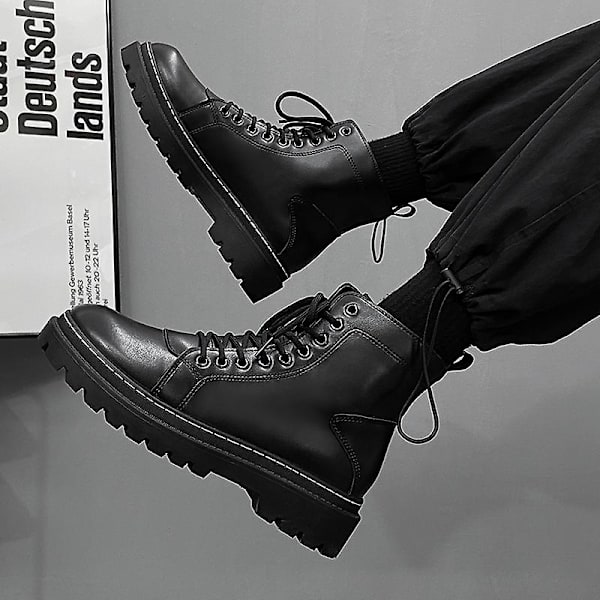Herr Martin Boot Kvinnor Korta Kängor Med Snörning Chunky Låg Klack Mid-Calf Boots 2Kaf07 44