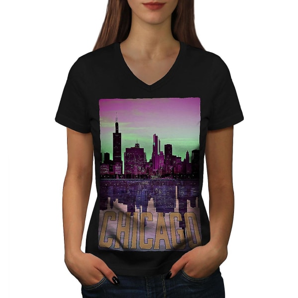 Chicago Sunset Fashion T-shirt för kvinnor XL