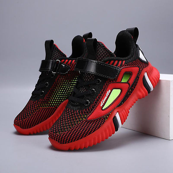 Sneakers för barn för pojkar, flickor, löpning tennisskor Lättvikts andas Sport Athletic 3B793 Red 34