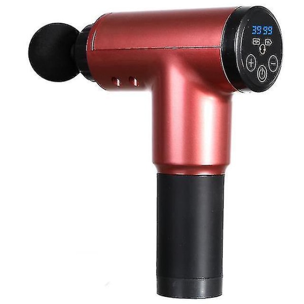 Massagepistol Deep Tissue Percussion Muscle Massager kompatibel med smärtlindring 39 hastigheter LCD Dual Screen Fascia Gun Electric Body Massager Red Us plug